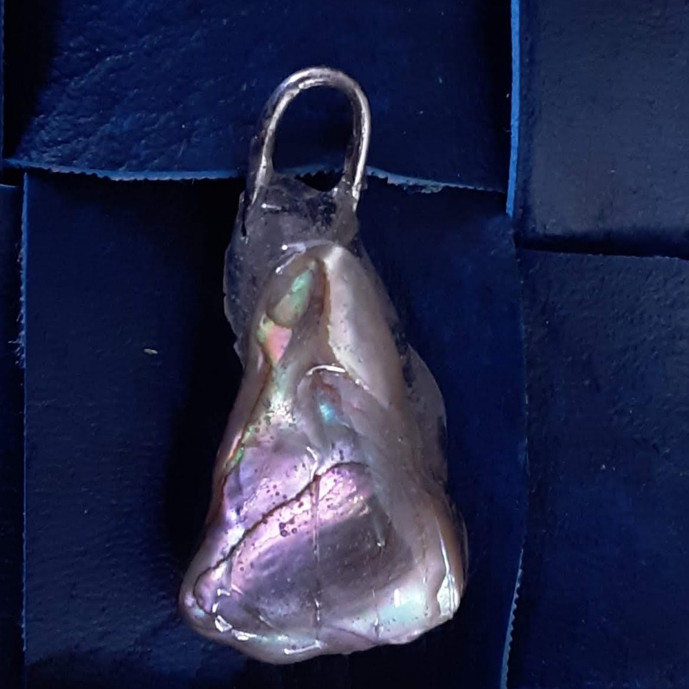 Epoxy encased vintage abalone pendant